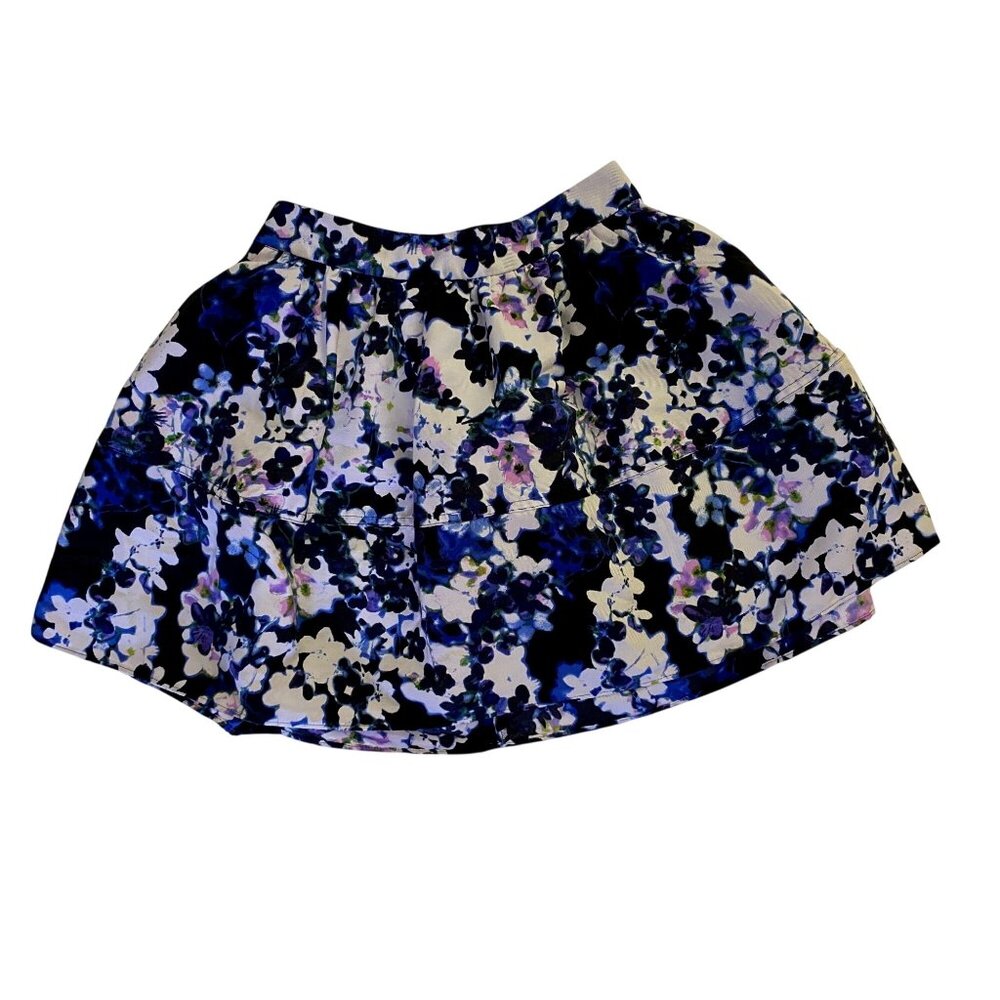 Express Floral Watercolor Print Skater Skirt  Blue Purple White Size 8 Cute‎ Y2K